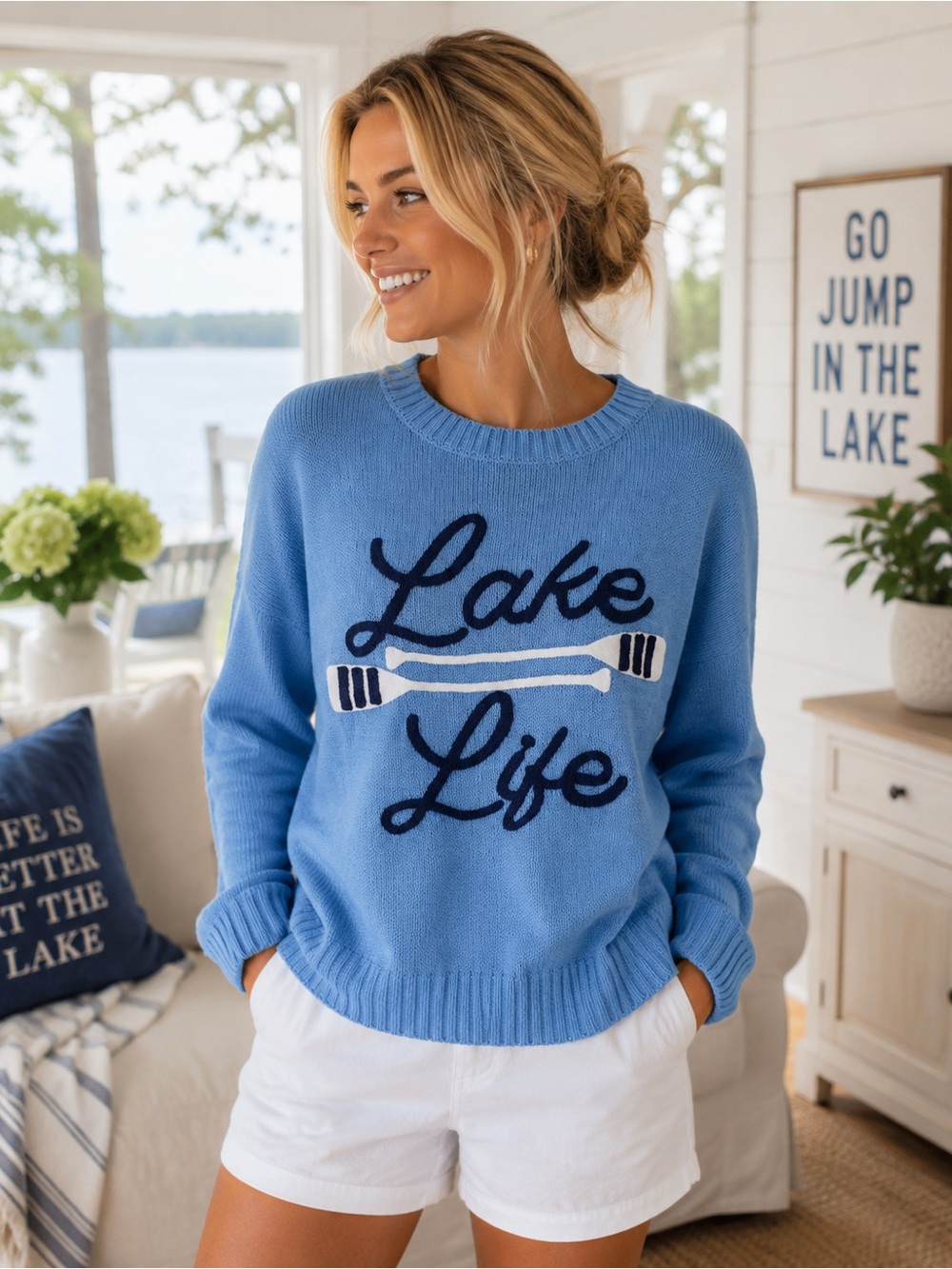 Shiraleah Lake Life Relaxed Fit Sweater | Blue | NWT | Medium